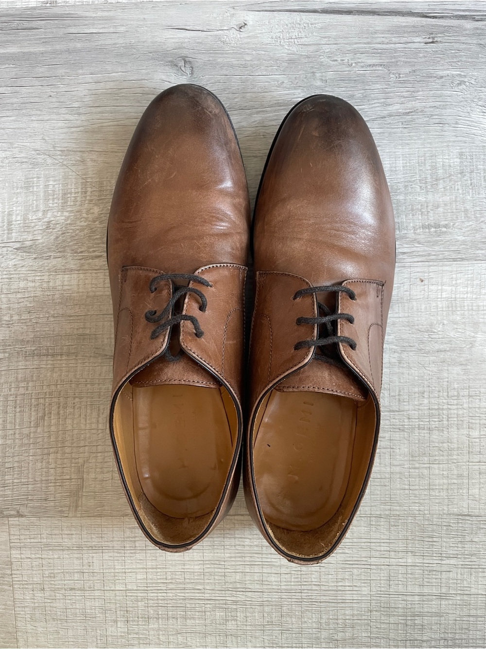Made in Italy Men's Tan Leather Derby Shoes — Classic Lace-Up Oxford